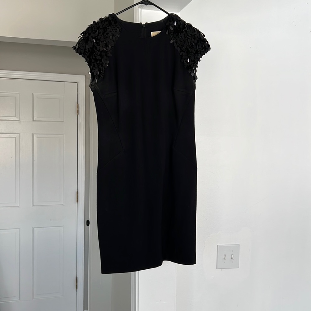 Michael Kors Black Sequin Shoulder Dress